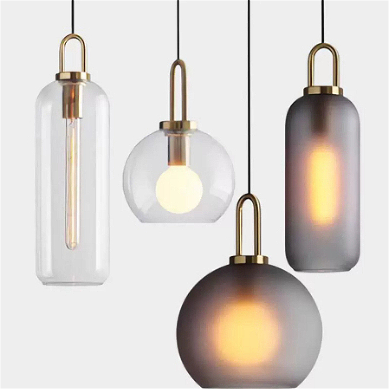 Home Bathroom Lighting Design - Lampu Gantung LED Hitam Desain Seni