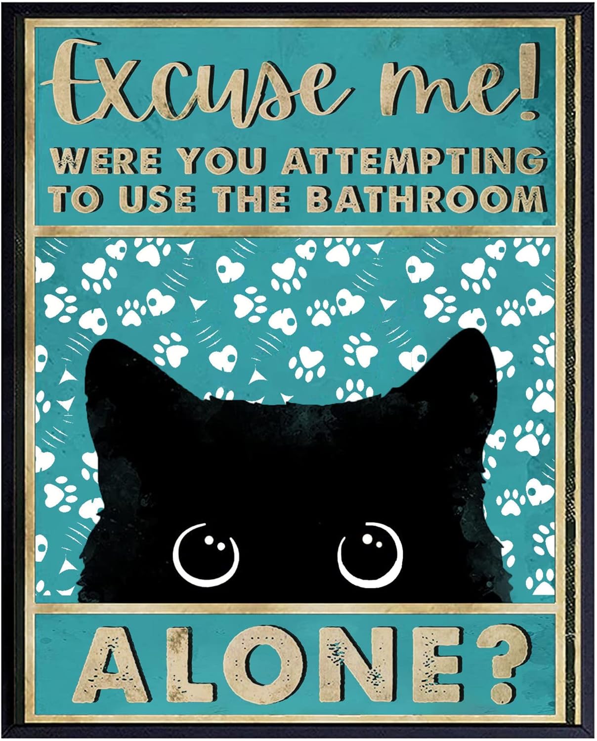 Home Alone Bathroom - Papan Tanda Logam Vintage Motif Kucing