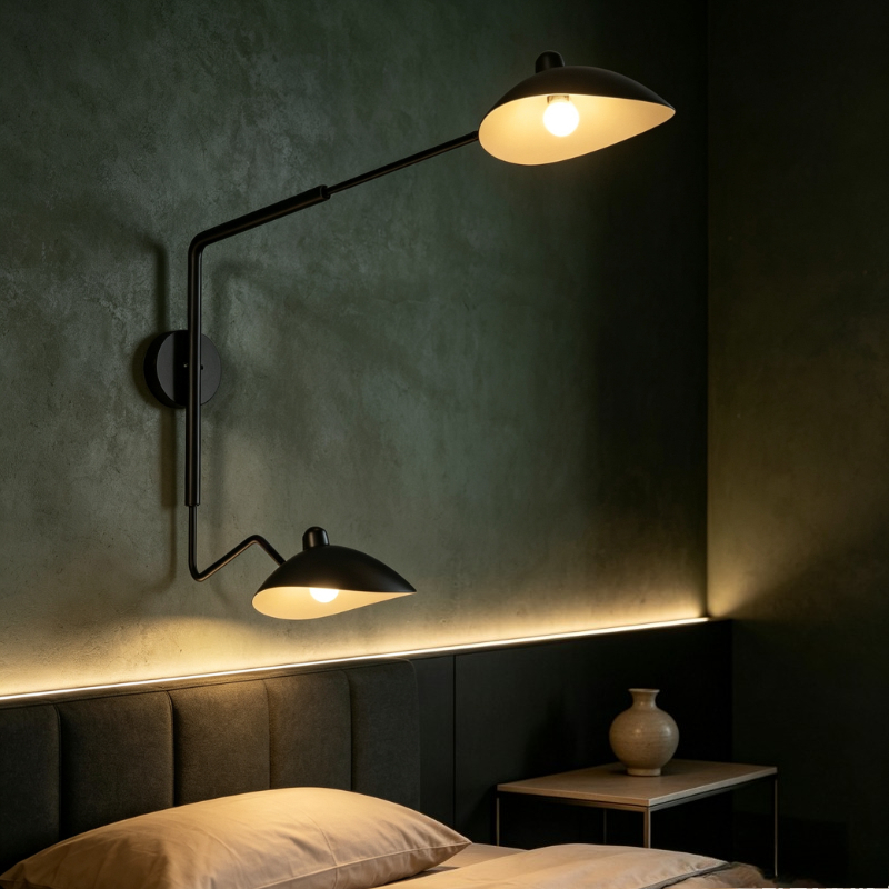 Home Bathroom Lighting Design - Lampu Dinding LED Hitam Modern dengan