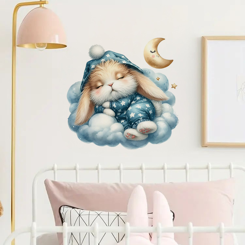 Stiker kelinci lucu, tempelan  - Home Bathroom Tiles ulasan dan harga